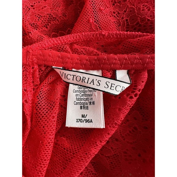 Victoria’s Secret Size Medium Red Lace Halter Babydoll Garter Lingerie - Picture 5 of 5
